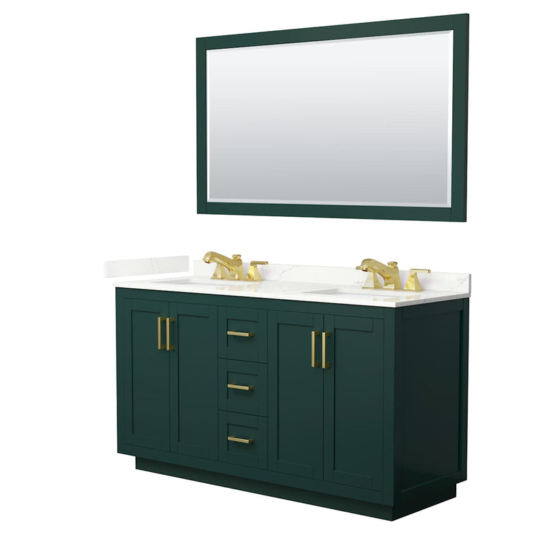 Miranda 60" Free Standing Double Basin Vanity Set with Cabinet, Quartz Vanity Top, and Framed Mirror - image 14