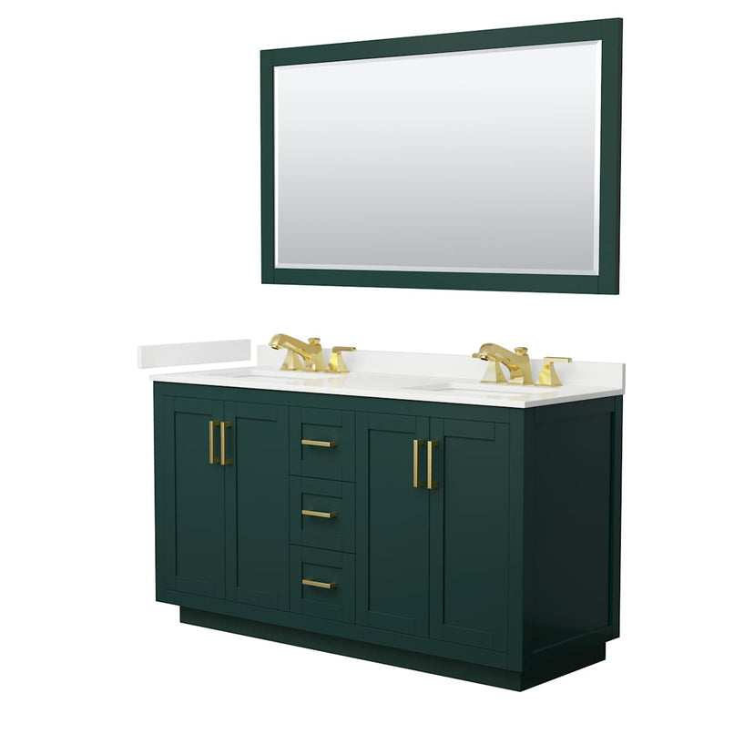 Miranda 60" Free Standing Double Basin Vanity Set with Cabinet, Quartz Vanity Top, and Framed Mirror - image 16