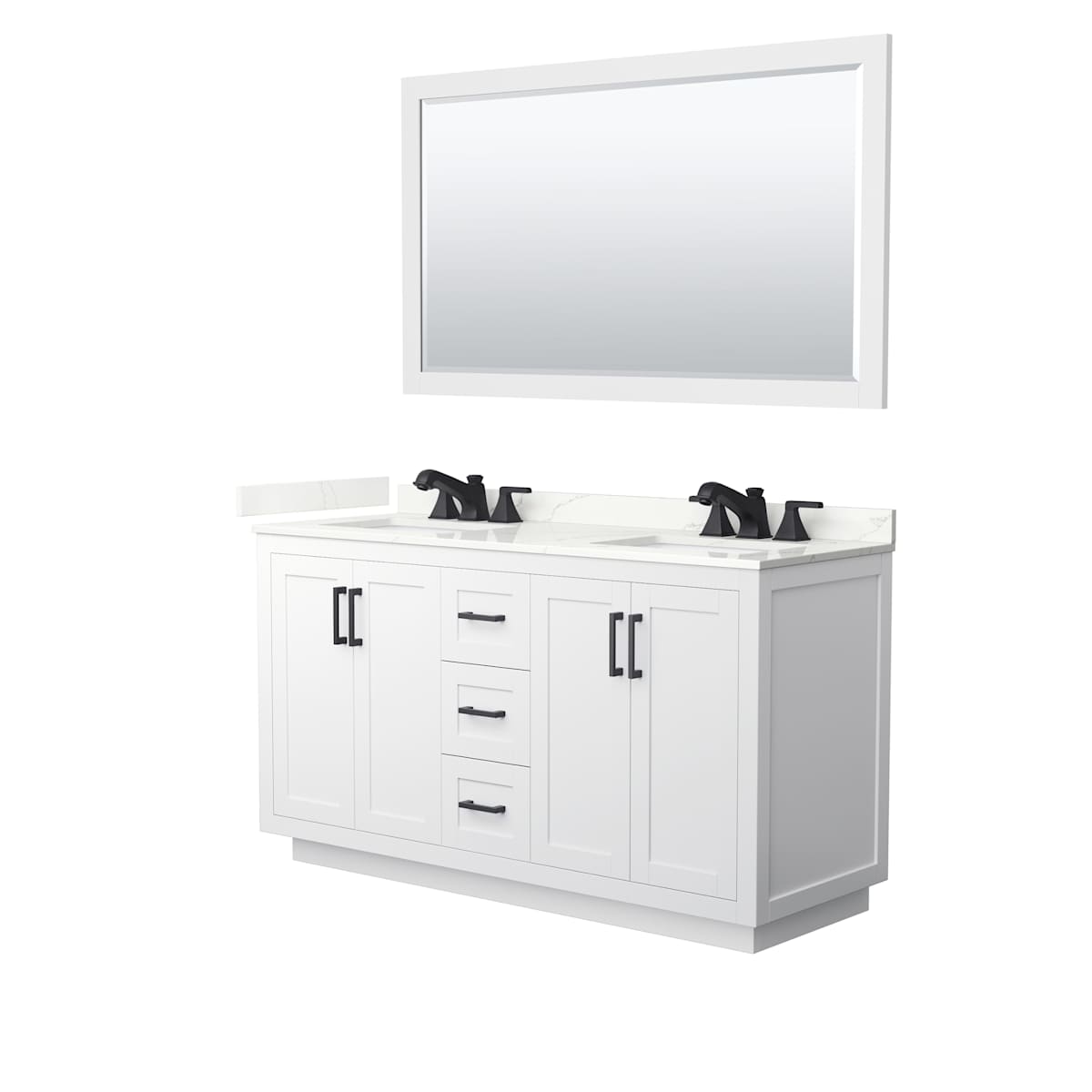 Miranda 60" Free Standing Double Basin Vanity Set with Cabinet, Quartz Vanity Top, and Framed Mirror - image 18