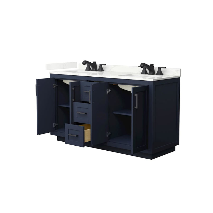 Miranda 60" Free Standing Double Basin Vanity Set with Cabinet and Quartz Vanity Top - image 3