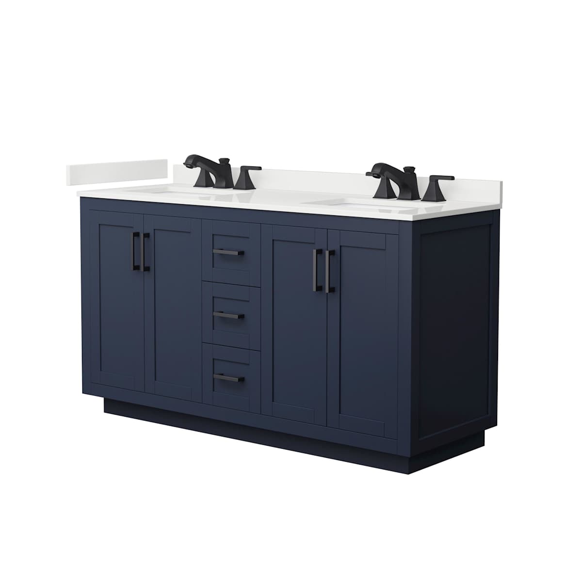 Miranda 60" Free Standing Double Basin Vanity Set with Cabinet and Quartz Vanity Top