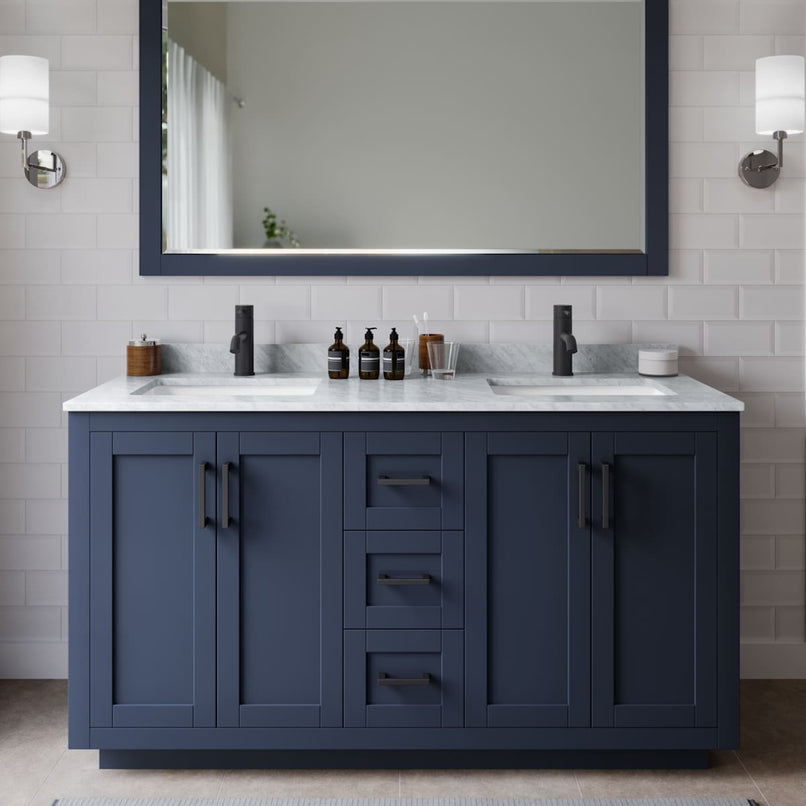 Miranda 60" Free Standing Double Basin Vanity Set with Cabinet and Marble Vanity Top - image 1