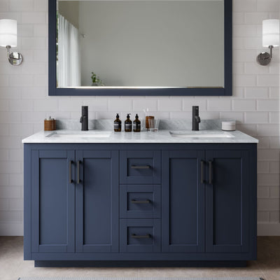 Miranda 60" Free Standing Double Basin Vanity Set with Cabinet and Marble Vanity Top - image 1