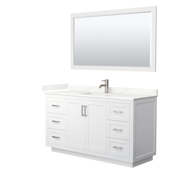 Miranda 60" Free Standing Single Basin Vanity Set with Cabinet, Quartz Vanity Top, and Framed Mirror - image 10