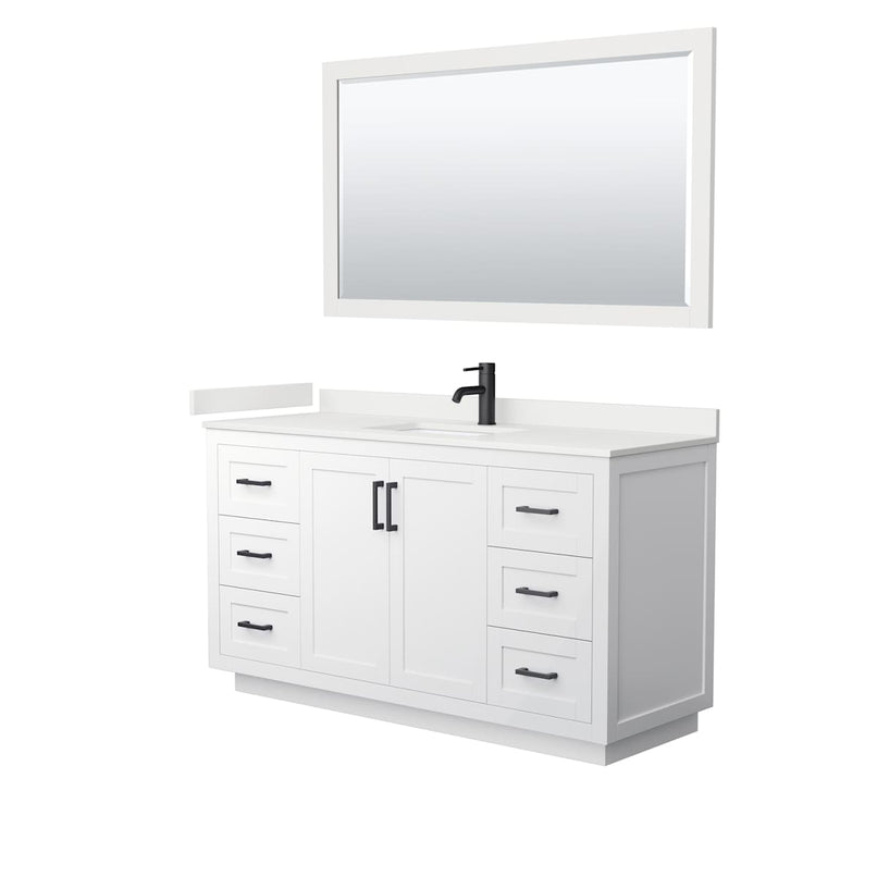 Miranda 60" Free Standing Single Basin Vanity Set with Cabinet, Quartz Vanity Top, and Framed Mirror - image 13
