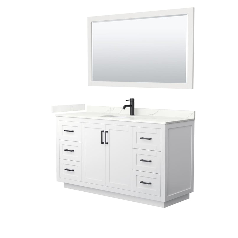 Miranda 60" Free Standing Single Basin Vanity Set with Cabinet, Quartz Vanity Top, and Framed Mirror - image 14
