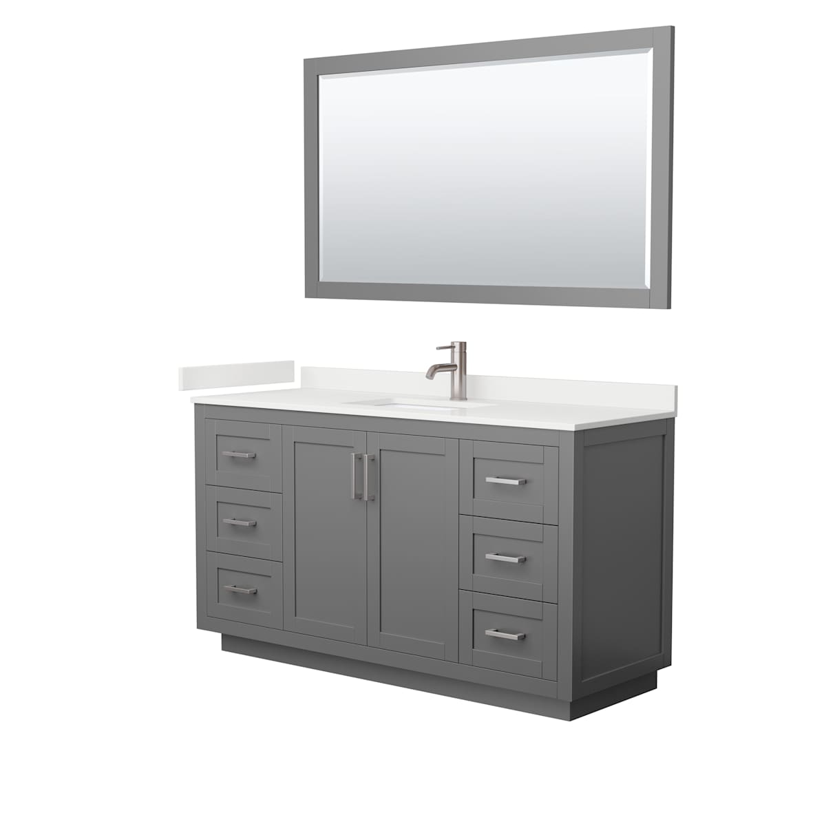Miranda 60" Free Standing Single Basin Vanity Set with Cabinet, Quartz Vanity Top, and Framed Mirror - image 18