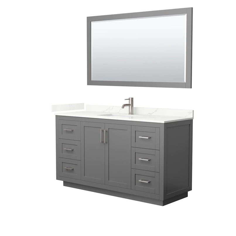 Miranda 60" Free Standing Single Basin Vanity Set with Cabinet, Quartz Vanity Top, and Framed Mirror - image 19