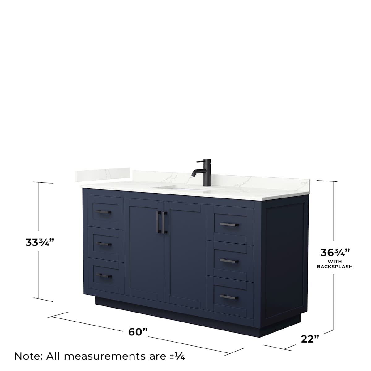 Miranda 60" Free Standing Single Basin Vanity Set with Cabinet and Quartz Vanity Top