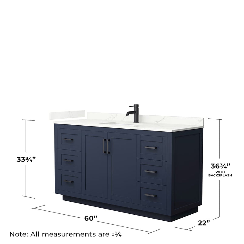 Miranda 60" Free Standing Single Basin Vanity Set with Cabinet and Quartz Vanity Top - image 6