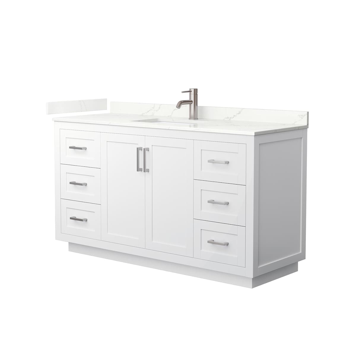 Miranda 60" Free Standing Single Basin Vanity Set with Cabinet and Quartz Vanity Top