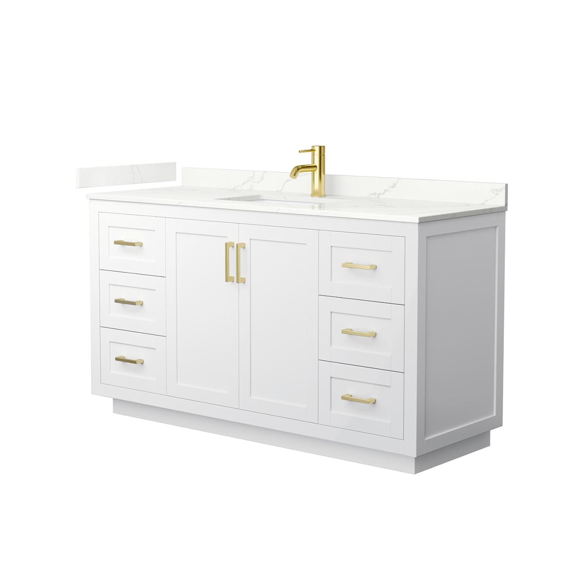 Miranda 60" Free Standing Single Basin Vanity Set with Cabinet and Quartz Vanity Top