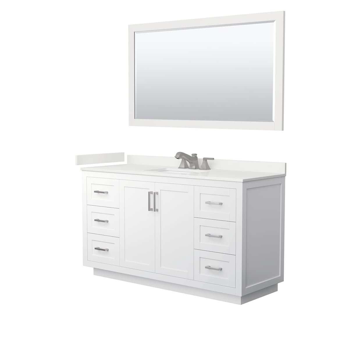 Miranda 60" Free Standing Single Basin Vanity Set with Cabinet, Quartz Vanity Top, and Framed Mirror