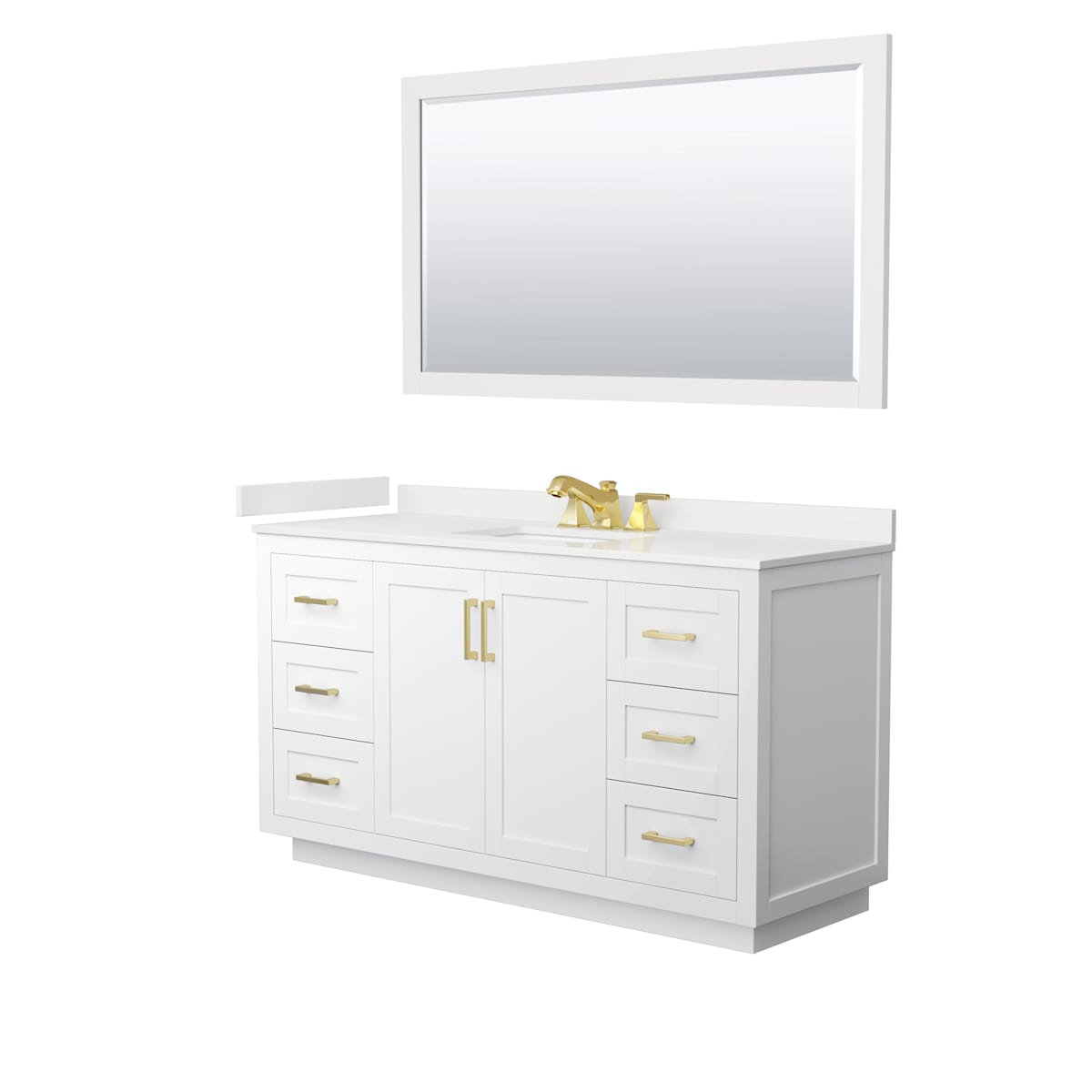 Miranda 60" Free Standing Single Basin Vanity Set with Cabinet, Quartz Vanity Top, and Framed Mirror