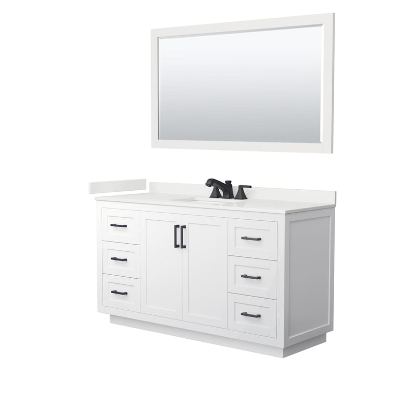 Miranda 60" Free Standing Single Basin Vanity Set with Cabinet, Quartz Vanity Top, and Framed Mirror - image 13