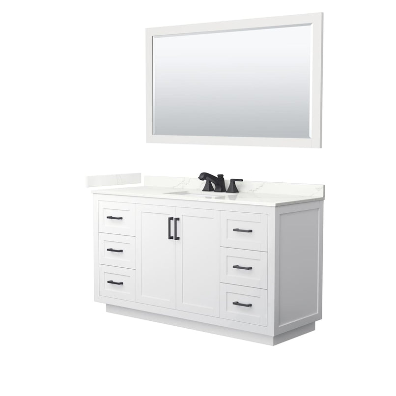 Miranda 60" Free Standing Single Basin Vanity Set with Cabinet, Quartz Vanity Top, and Framed Mirror - image 17
