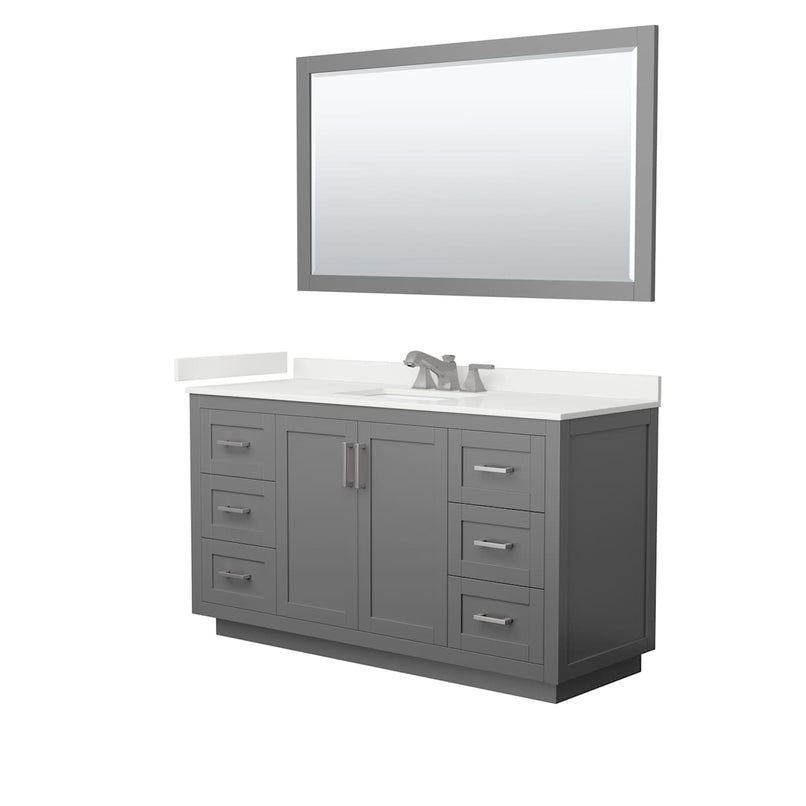 Miranda 60" Free Standing Single Basin Vanity Set with Cabinet, Quartz Vanity Top, and Framed Mirror - image 18