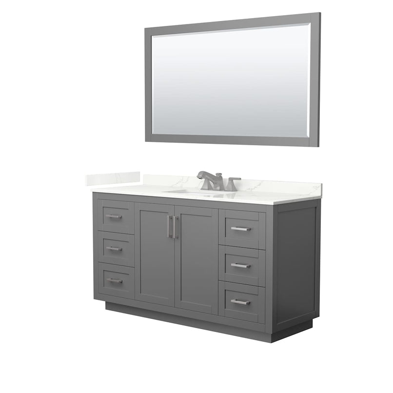 Miranda 60" Free Standing Single Basin Vanity Set with Cabinet, Quartz Vanity Top, and Framed Mirror - image 19