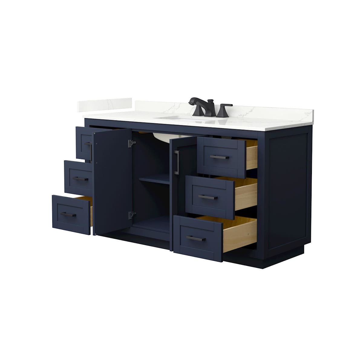 Miranda 60" Free Standing Single Basin Vanity Set with Cabinet and Quartz Vanity Top