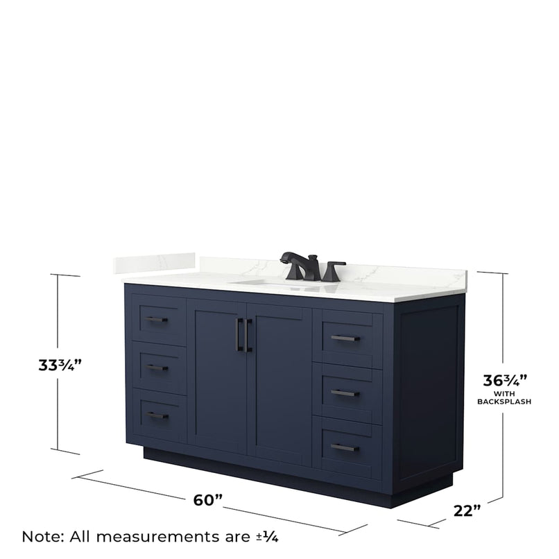 Miranda 60" Free Standing Single Basin Vanity Set with Cabinet and Quartz Vanity Top - image 6