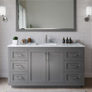 Miranda 60" Free Standing Single Basin Vanity Set with Cabinet, Marble Vanity Top, and Framed Mirror - image 1