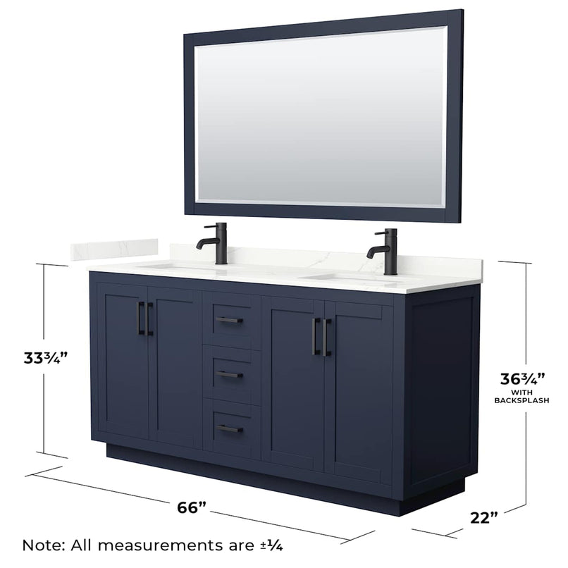 Miranda 66" Free Standing Double Basin Vanity Set with Cabinet, Quartz Vanity Top, and Framed Mirror - image 7