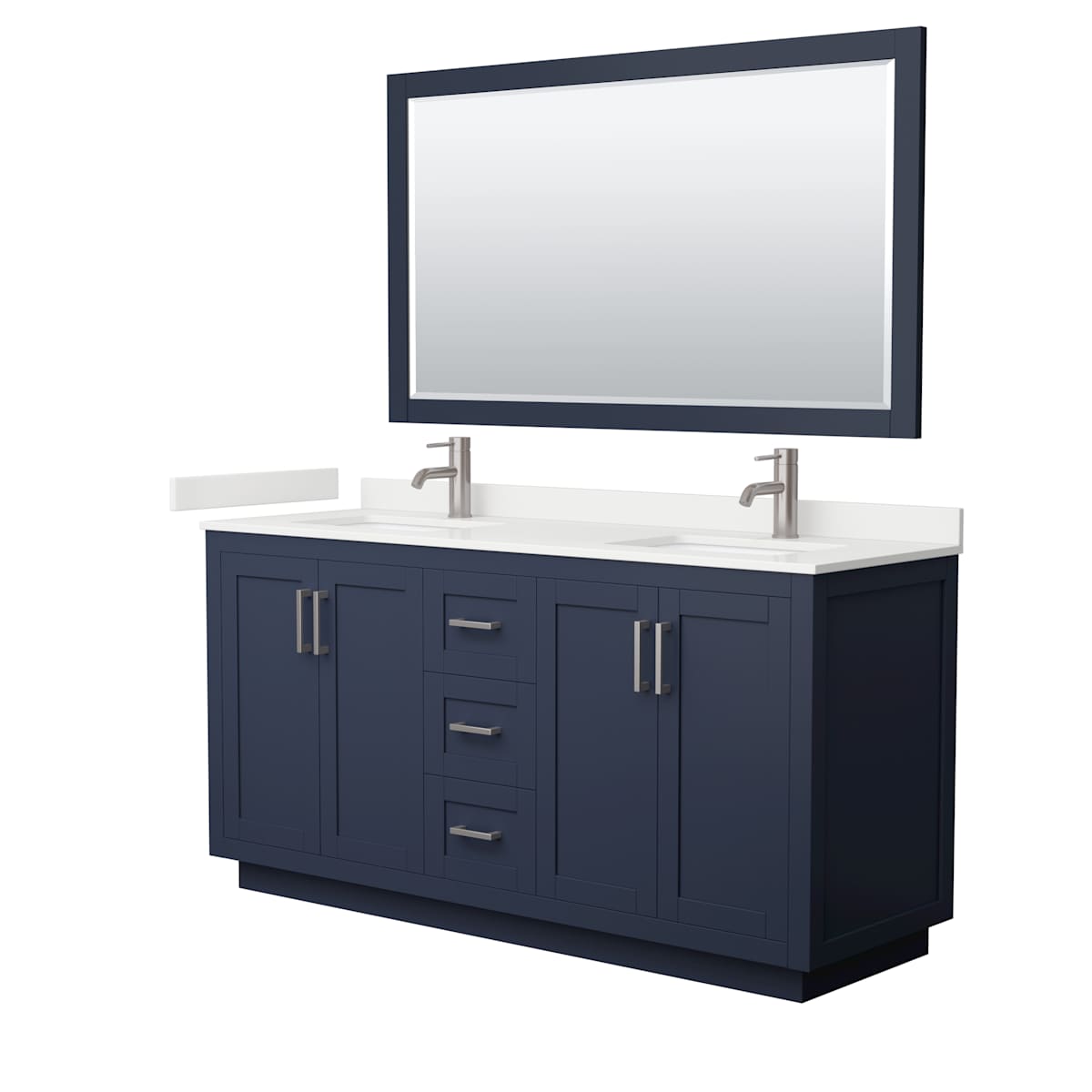 Miranda 66" Free Standing Double Basin Vanity Set with Cabinet, Quartz Vanity Top, and Framed Mirror