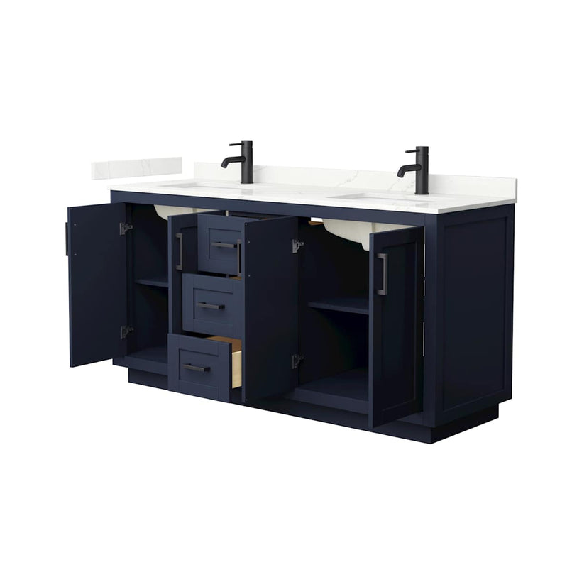 Miranda 66" Free Standing Double Basin Vanity Set with Cabinet and Quartz Vanity Top - image 3