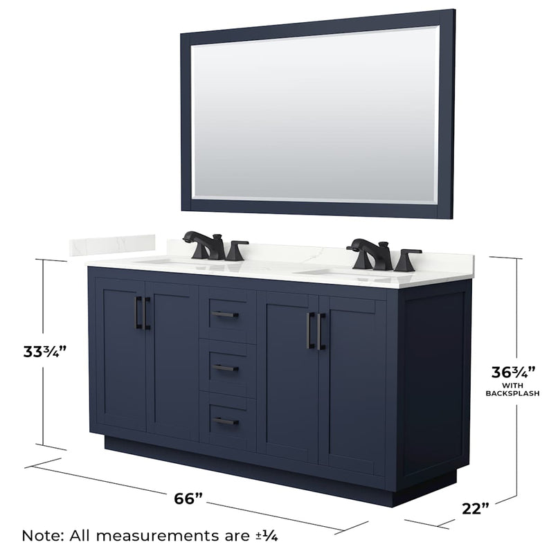 Miranda 66" Free Standing Double Basin Vanity Set with Cabinet, Quartz Vanity Top, and Framed Mirror - image 7