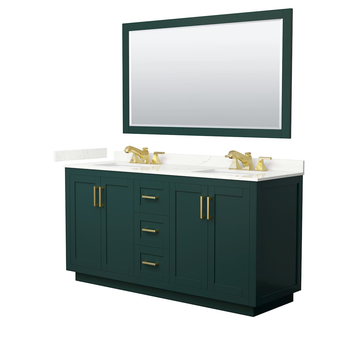 Miranda 66" Free Standing Double Basin Vanity Set with Cabinet, Quartz Vanity Top, and Framed Mirror - image 13