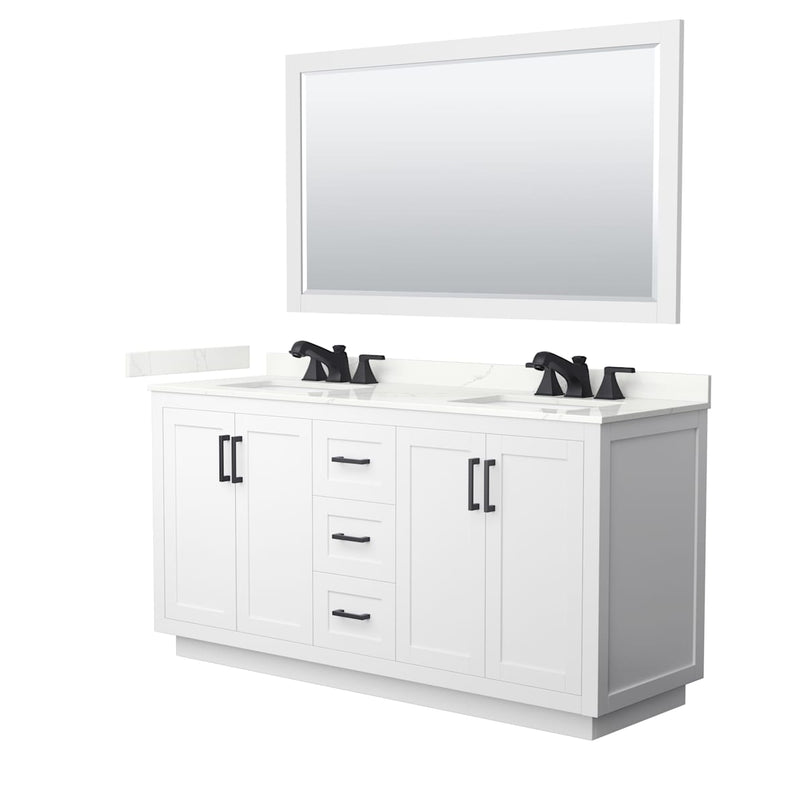 Miranda 66" Free Standing Double Basin Vanity Set with Cabinet, Quartz Vanity Top, and Framed Mirror - image 18