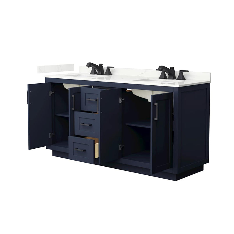 Miranda 66" Free Standing Double Basin Vanity Set with Cabinet and Quartz Vanity Top - image 3