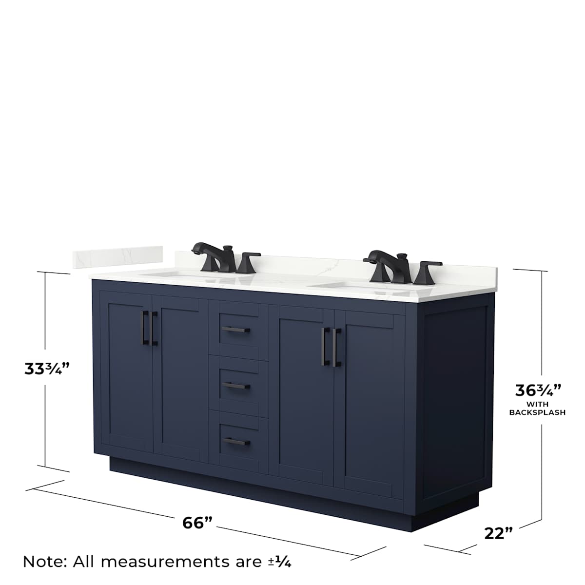 Miranda 66" Free Standing Double Basin Vanity Set with Cabinet and Quartz Vanity Top
