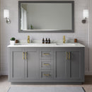Miranda 66" Free Standing Double Basin Vanity Set with Cabinet, Quartz Vanity Top, and Framed Mirror - image 1