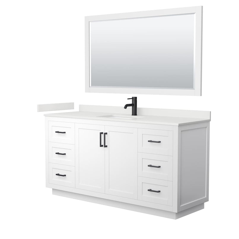 Miranda 66" Free Standing Single Basin Vanity Set with Cabinet, Quartz Vanity Top, and Framed Mirror - image 13