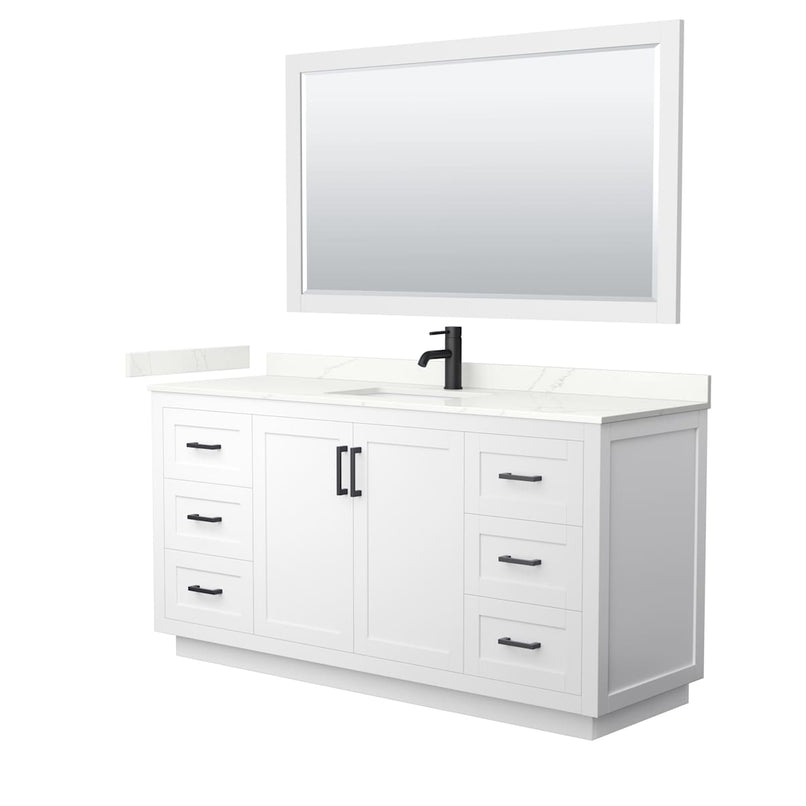 Miranda 66" Free Standing Single Basin Vanity Set with Cabinet, Quartz Vanity Top, and Framed Mirror - image 14