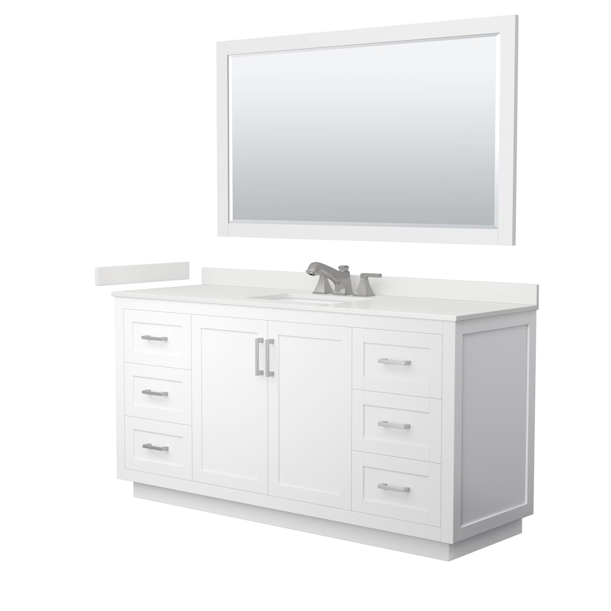 Miranda 66" Free Standing Single Basin Vanity Set with Cabinet, Quartz Vanity Top, and Framed Mirror