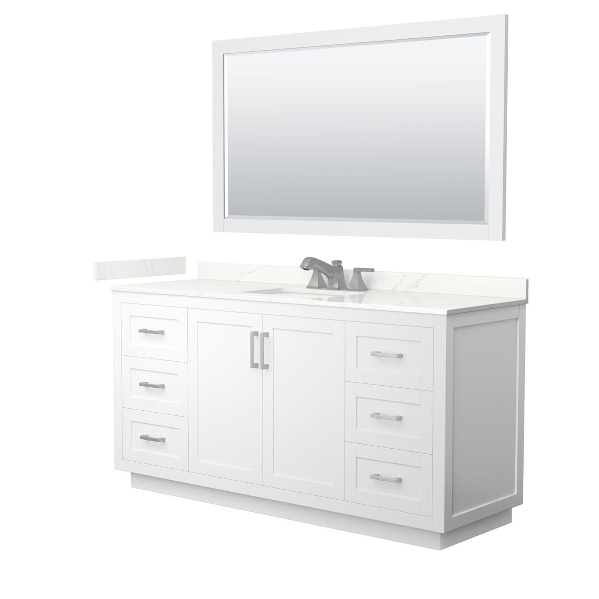 Miranda 66" Free Standing Single Basin Vanity Set with Cabinet, Quartz Vanity Top, and Framed Mirror