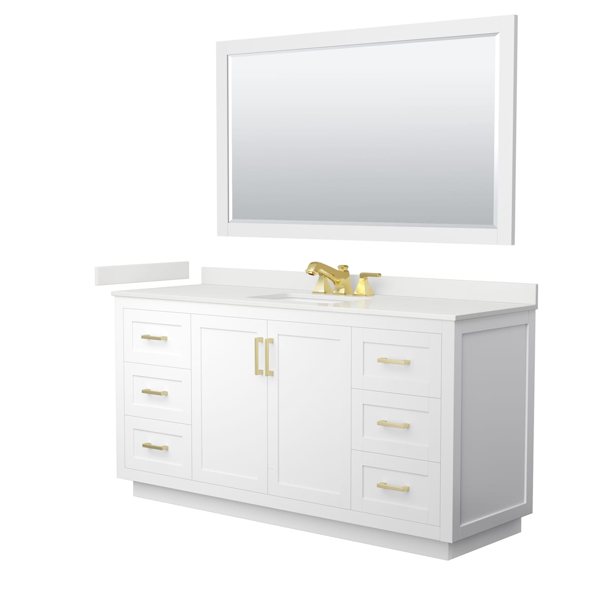 Miranda 66" Free Standing Single Basin Vanity Set with Cabinet, Quartz Vanity Top, and Framed Mirror - image 11