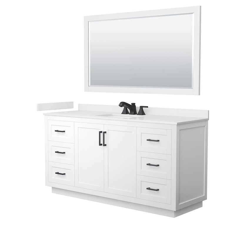Miranda 66" Free Standing Single Basin Vanity Set with Cabinet, Quartz Vanity Top, and Framed Mirror - image 13
