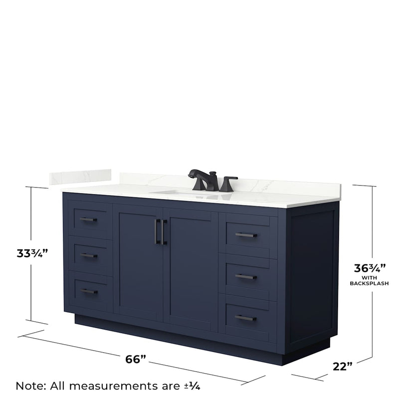 Miranda 66" Free Standing Single Basin Vanity Set with Cabinet and Quartz Vanity Top - image 6