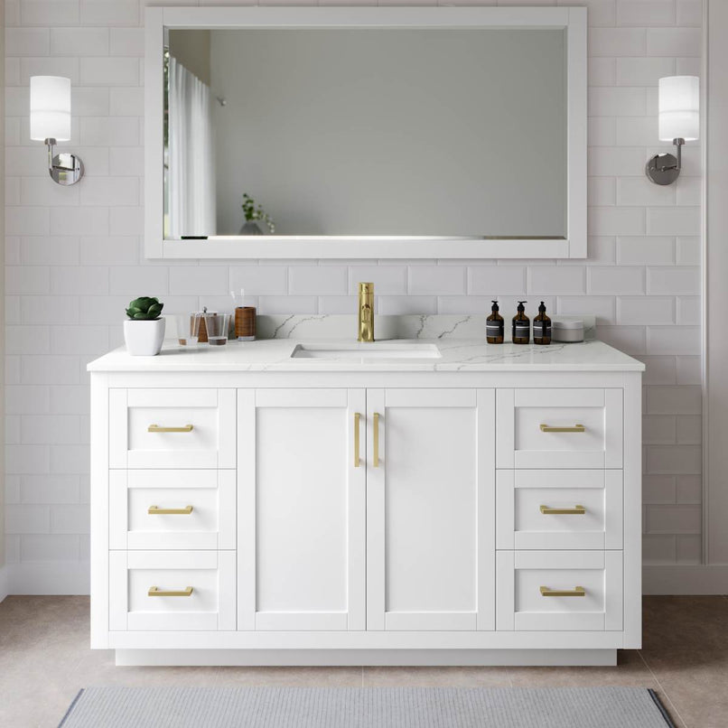 Miranda 66" Free Standing Single Basin Vanity Set with Cabinet and Quartz Vanity Top - image 1