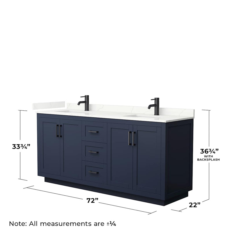Miranda 72" Free Standing Double Basin Vanity Set with Cabinet, Quartz Vanity Top, and Framed Mirror - image 7