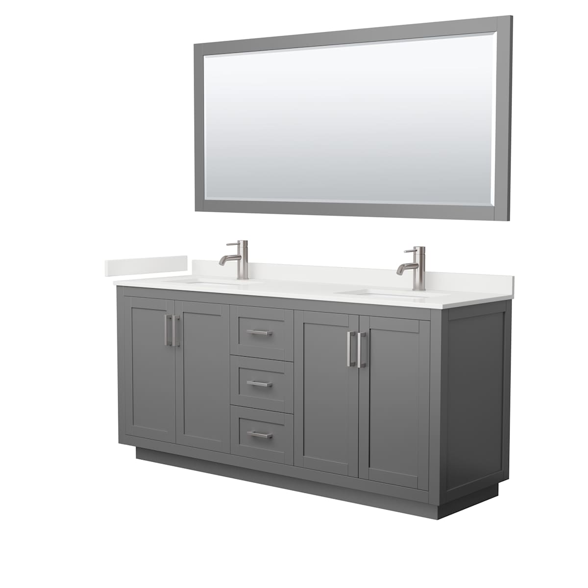 Miranda 72" Free Standing Double Basin Vanity Set with Cabinet, Quartz Vanity Top, and Framed Mirror - image 16