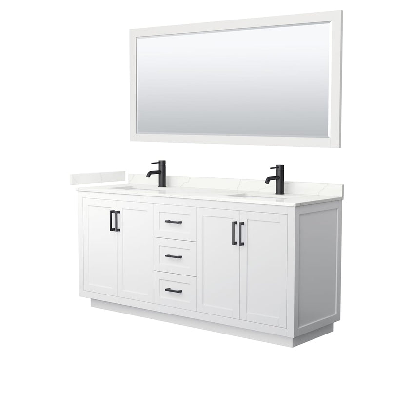 Miranda 72" Free Standing Double Basin Vanity Set with Cabinet, Quartz Vanity Top, and Framed Mirror - image 17