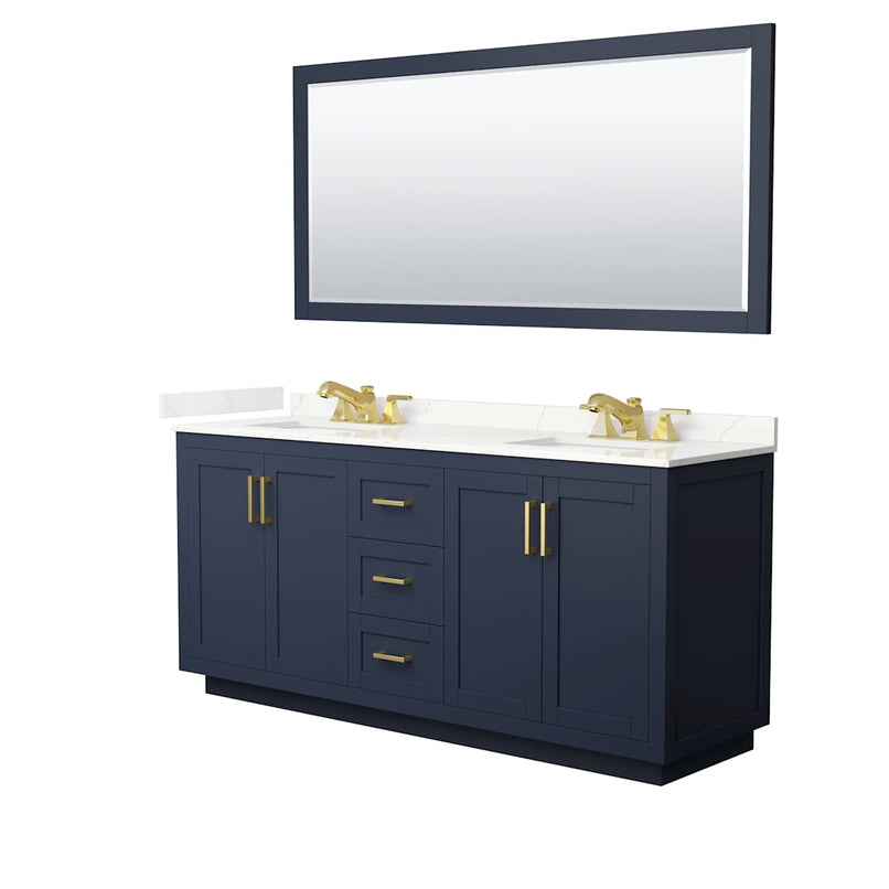 Miranda 72" Free Standing Double Basin Vanity Set with Cabinet, Quartz Vanity Top, and Framed Mirror - image 10