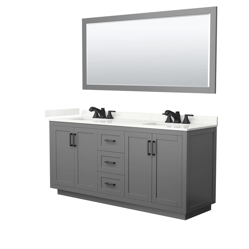 Miranda 72" Free Standing Double Basin Vanity Set with Cabinet, Quartz Vanity Top, and Framed Mirror - image 11
