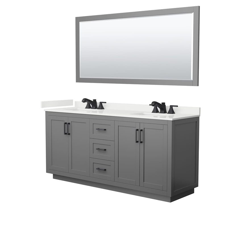 Miranda 72" Free Standing Double Basin Vanity Set with Cabinet, Quartz Vanity Top, and Framed Mirror - image 13
