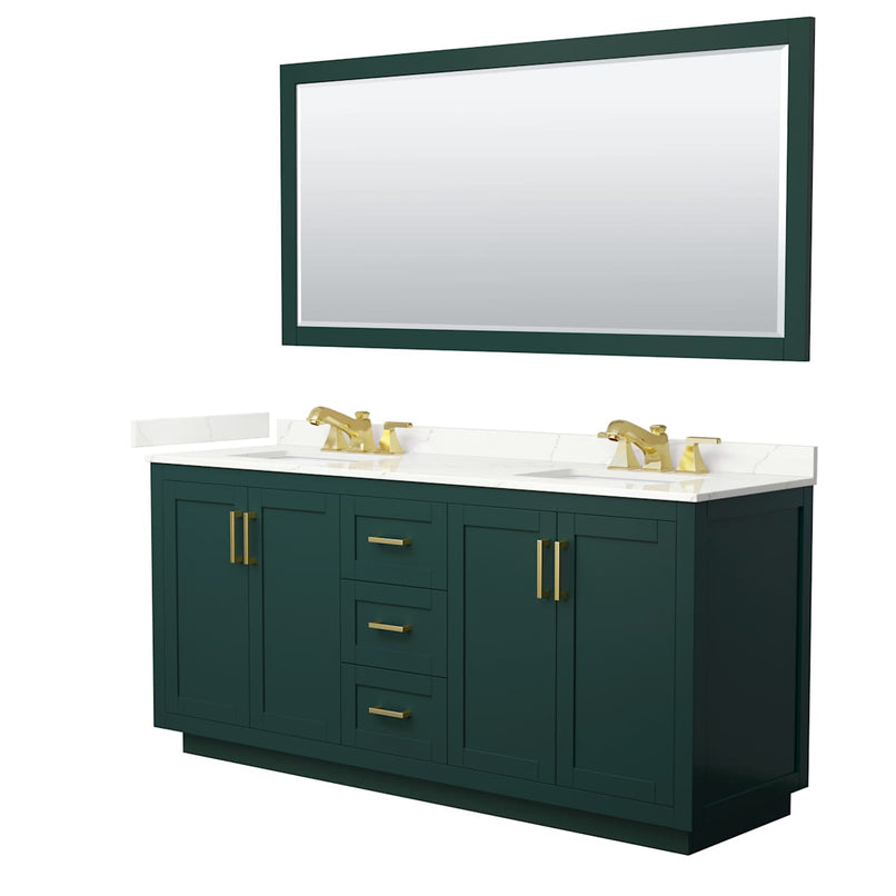 Miranda 72" Free Standing Double Basin Vanity Set with Cabinet, Quartz Vanity Top, and Framed Mirror - image 14