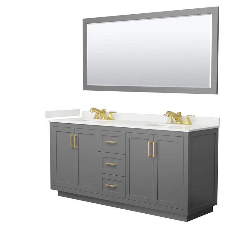 Miranda 72" Free Standing Double Basin Vanity Set with Cabinet, Quartz Vanity Top, and Framed Mirror - image 17